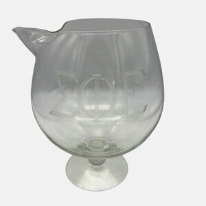 Vintage Sigma Phi Epsilon Oversize Snifter Glass w/ Pour Spout 8" Etched